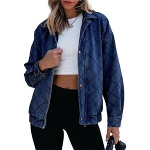 Women's Jean Jacket Long Sleeve Zimbaplatinum Overszied Denim Jackets